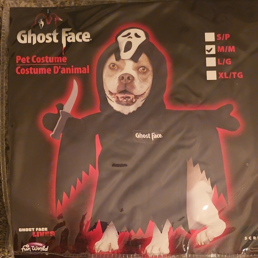 Ghost Face Pet Costume - Black and Red